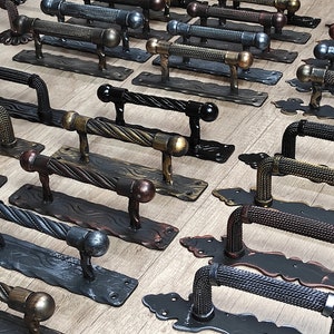 Barn door handles, door handles. Rustic, medieval hand forged handle