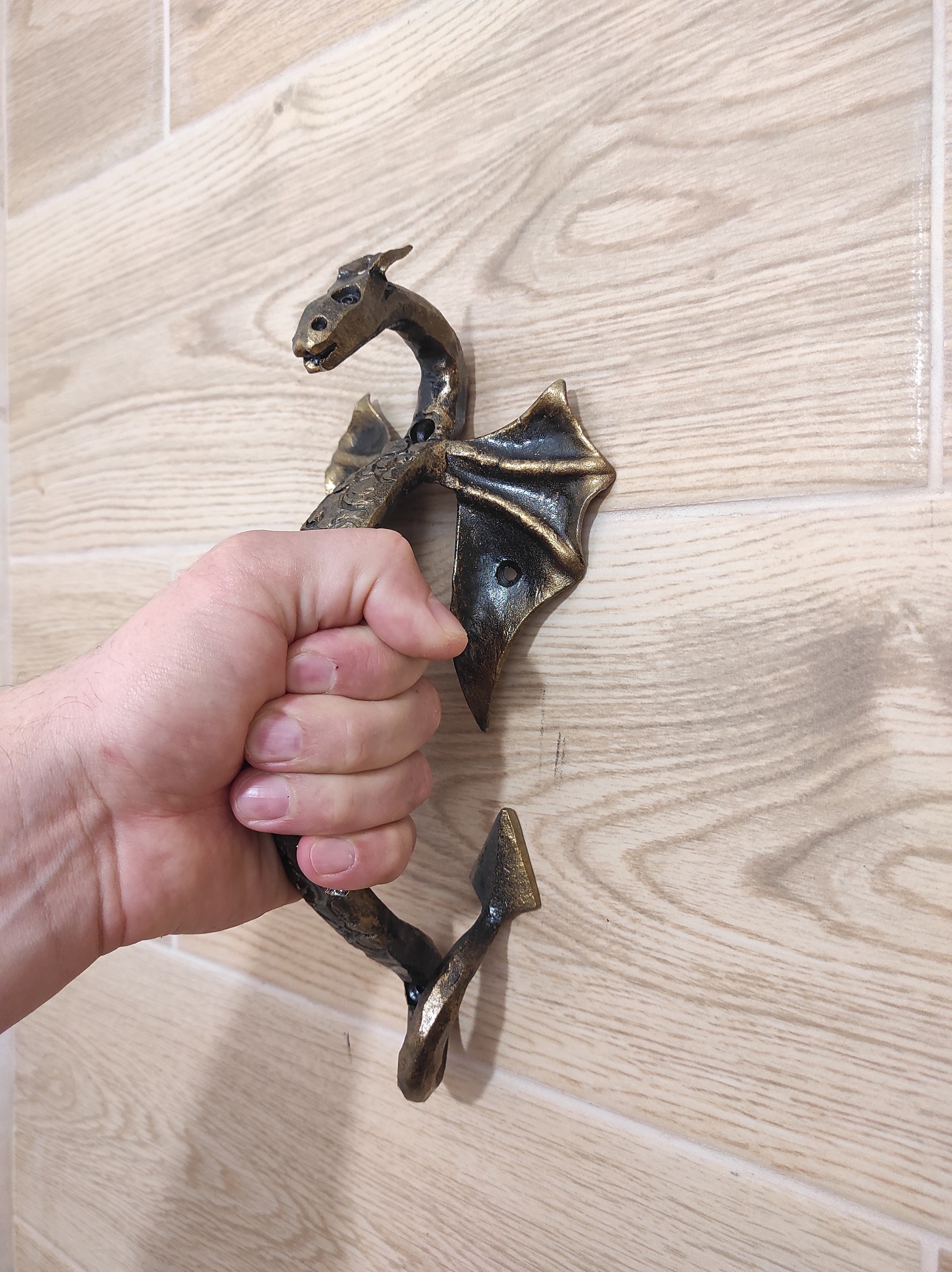 Door Handle Dragon Door Handle Metal Handle Hand Etsy