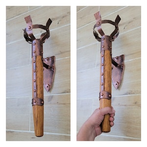Wooden lighting, Metal and wood wall lamp, Medieval style light fixture