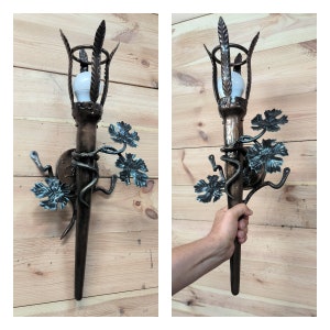 Handmade Metal Torch Wall Sconce: Decorative Accent Light