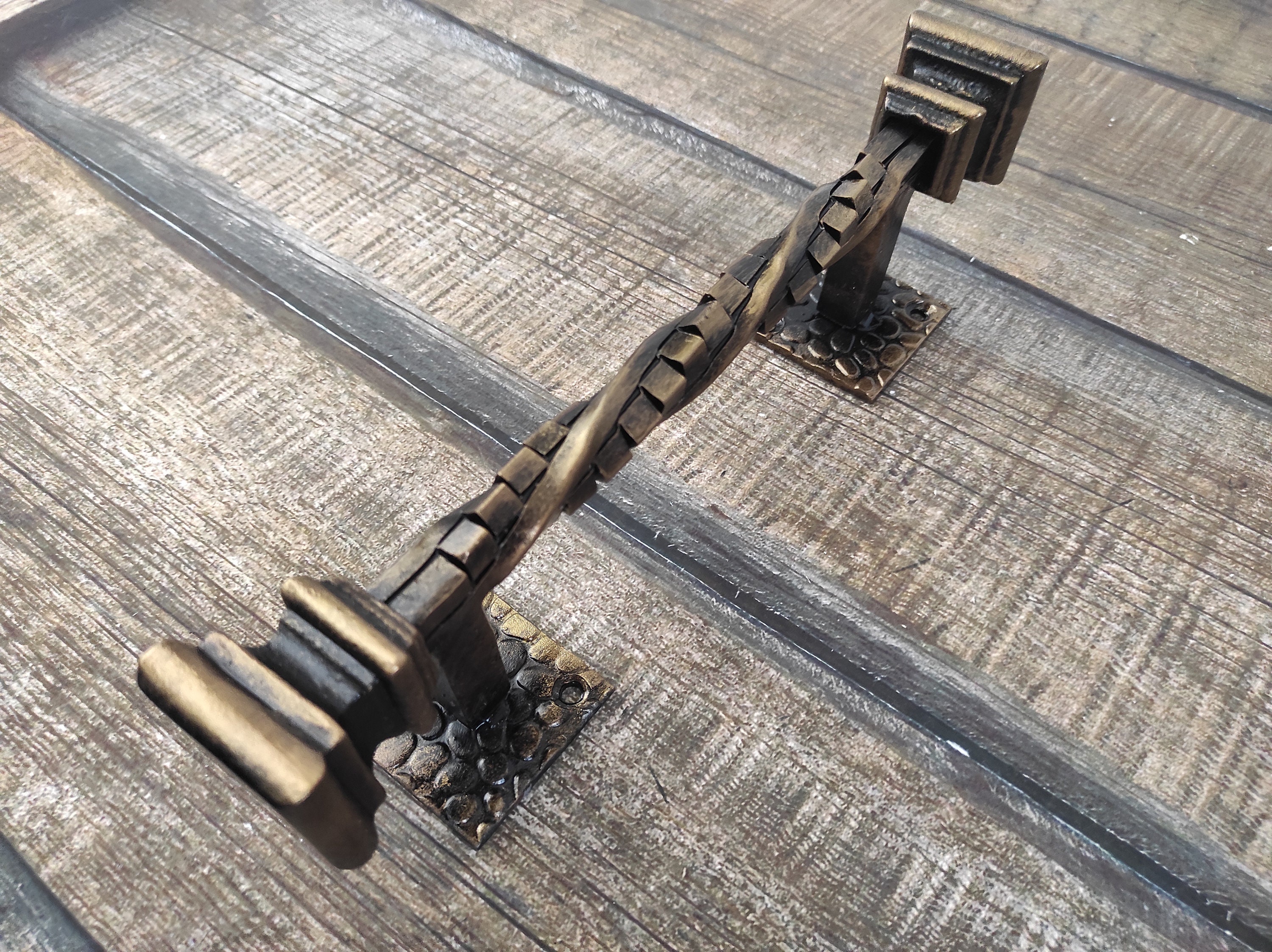 Hand Forged Iron Door Handle: Rustic Barn Door Decor