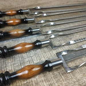 Grilling Set, Stainless Steel Skewers, Birthday Gift, Grill Tools, Grilling Gift, Hand Forged, Grill Utensils, Iron Gifts, Steel Gift