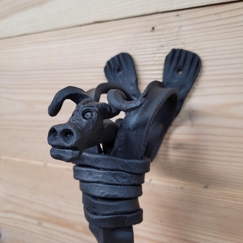 Hand Forged Wrought Iron Bull Head Door Pull: Rustic Farmhouse Viking ...