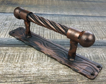 Hand forged handle, Door handle, Metal handle, Barn door handle, Door decor, Wrought hardware, Door furniture, Metal forged handle,