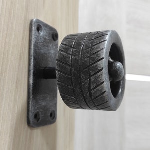 Hand-Forged Metal Tire Door Handle - Transport Decor, wheel knob