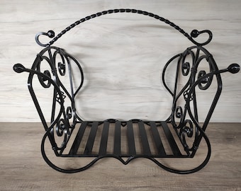 Cesta para leña forjada a mano: soporte decorativo para leña de chimenea