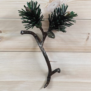 Branch Door handle, Pine branch door handle, Metal handle, Hand forged handle, Barn door pull, Door decor, Wrought hardware, forged handle