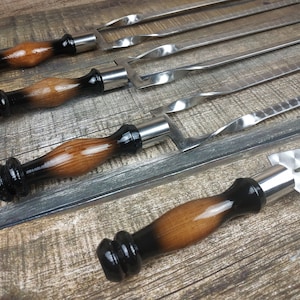 Stainless Steel Skewers, Birthday Gift, Grill Tools, Grilling Set, Grilling Gift, Hand Forged, Grill Utensils, Iron Gifts, Steel Gift,
