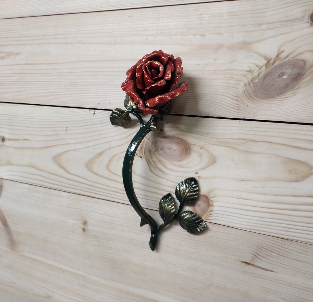 Door Handle Metal Handle Rose Flower Door Handle Etsy