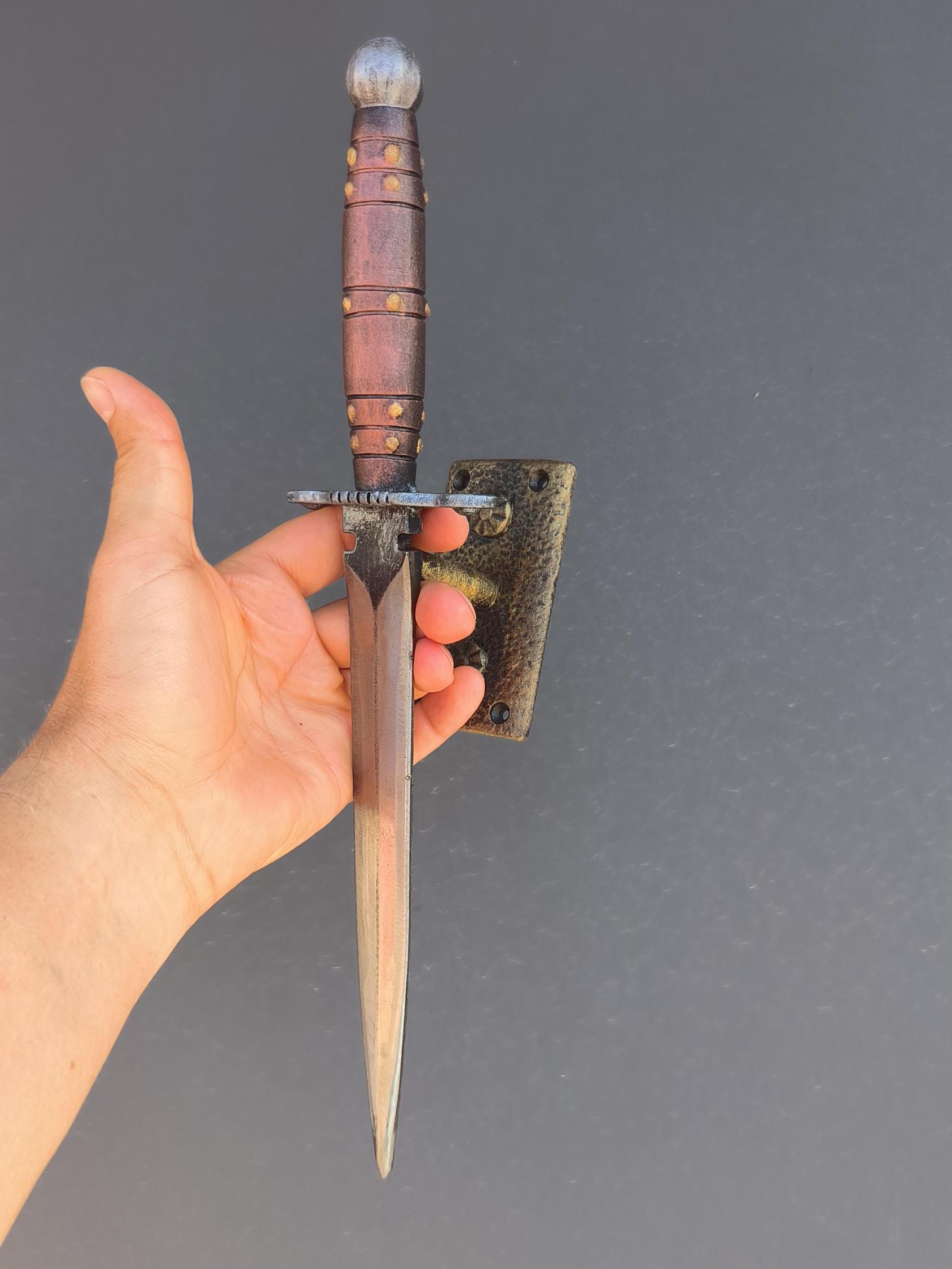 Hand-forged Dagger Door Handle-copper and Silver Medieval Style