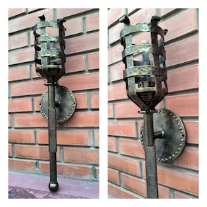 Handmade Metal Torch Wall Sconce: Decorative Accent Light