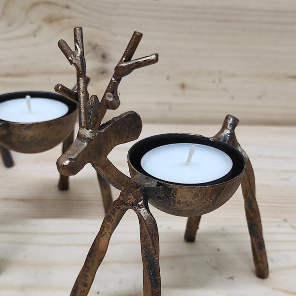 Christmas candlesticks, Candle holder, Reindeer candlesticks, Christmas decorations, metal candlestick, handmade Christmas candlestick