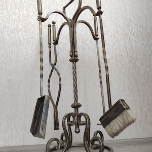 Forged fireplace tools set, Fireplace poker, Fireplace Tongs, Shovel, Broom, Hand Forged, Fireplace Gift, Fireplace Tool, Fire Poker,