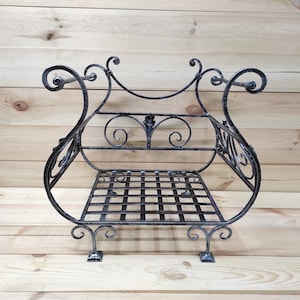 Handmade Wrought Iron Firewood Basket: Decorative Fireplace Log Holder