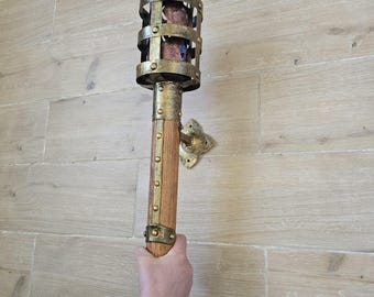 Hand Forged Wrought Iron Viking Torch Sconce: Medieval Wall Lantern