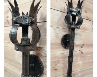 Hand Forged Metal Wall Sconce: Bronze Black Sconce Lamp