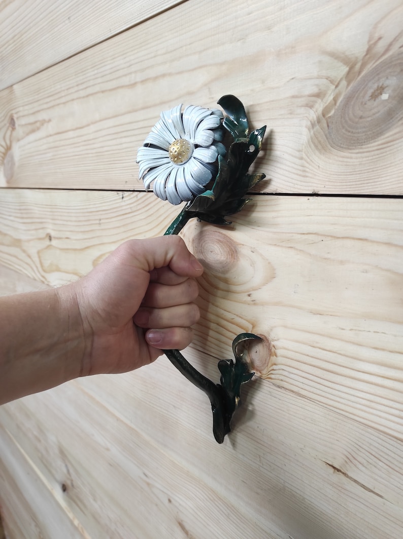 Door Handle Metal Handle Flower Door Handle Daisy Etsy