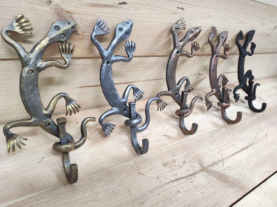 Handgemachte geschmiedete Eidechse Wandhaken: Metall Kleiderhaken