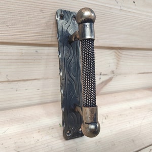 Barn door handle, Rustic forged handle, Metal  door pull