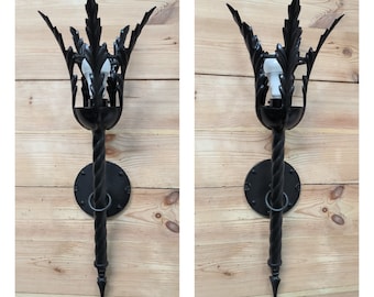 Hand Forged Black Metal Wall Sconce Lighting Fixture