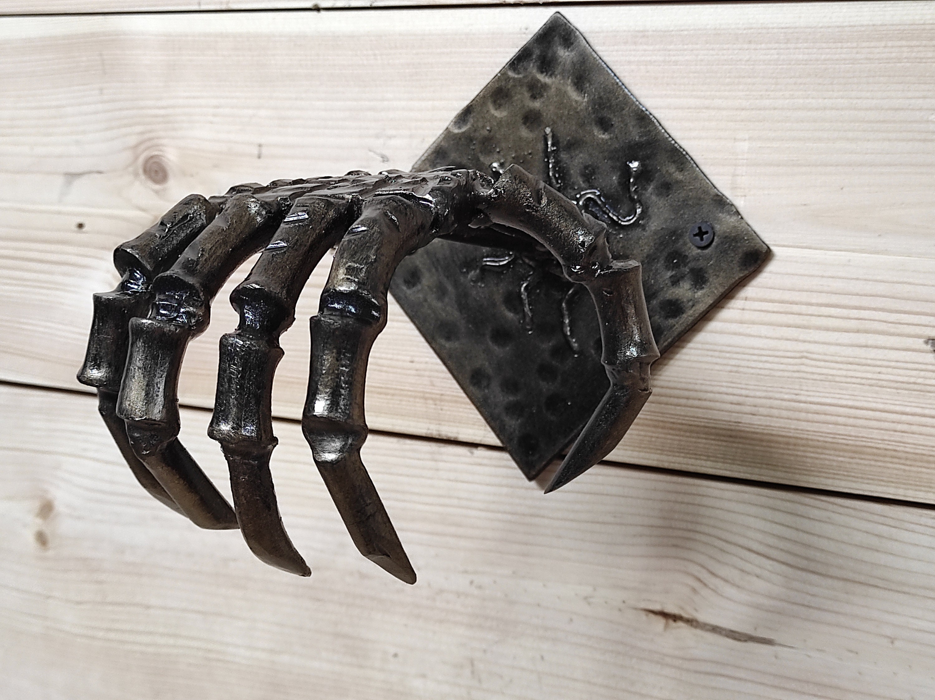 Hand Forged Steel Skeleton Hand Door Handle - Gothic Decor - Etsy