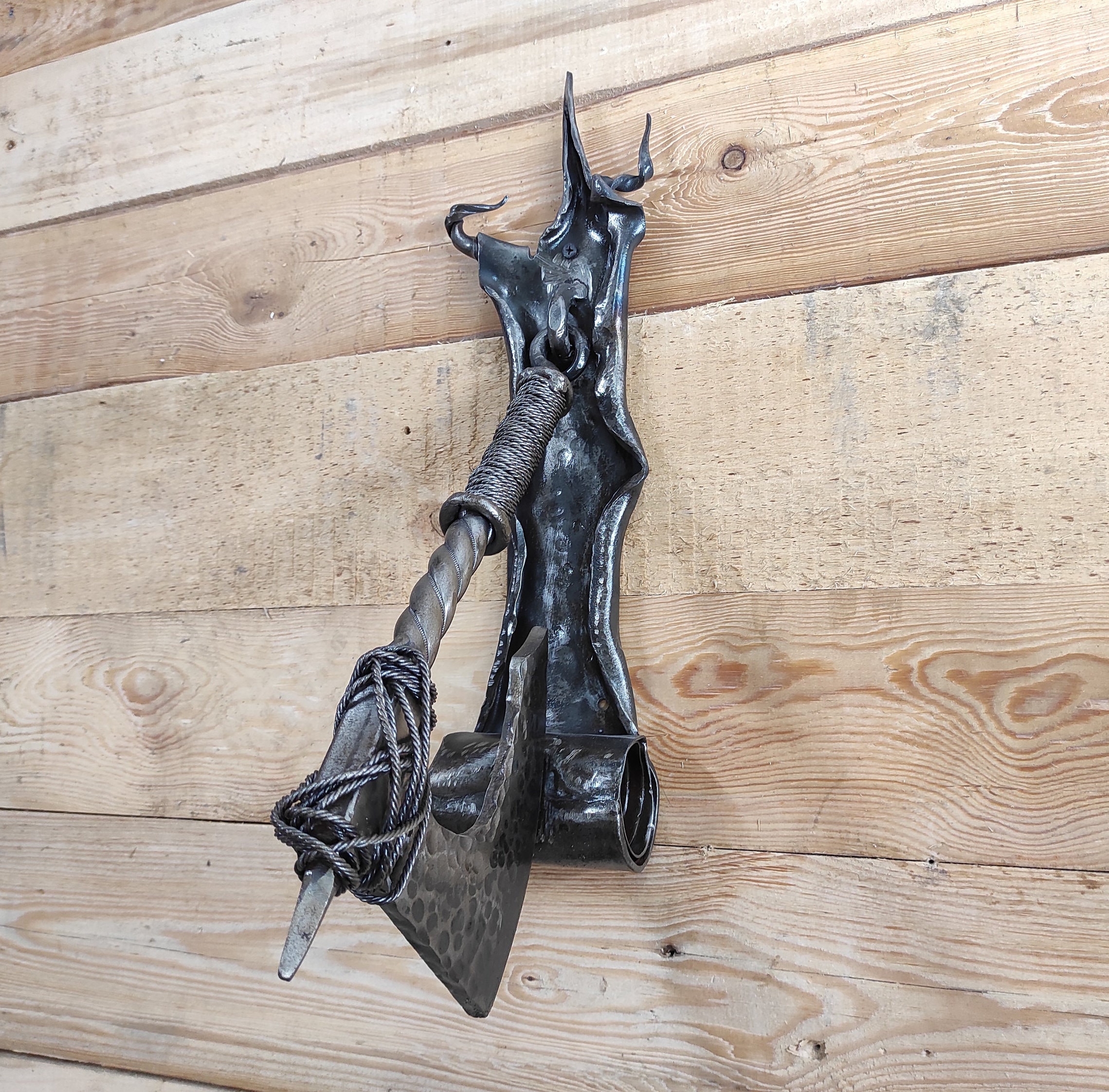 Hand Forged Iron Axe Door Knocker: Medieval Style Decor - Etsy