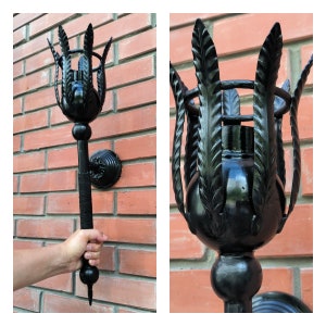 Handmade Forged Wall Sconce: Black Iron Accent Light