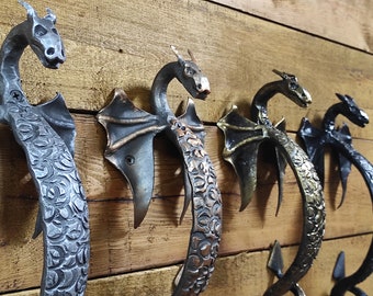 Dragon door handle, door handle, metal handle, hand forged handle, barn door handle, door decor, wrought hardware, metal forged handle