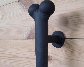 Tirador de puerta de hueso de perro forjado a mano: tirador grande de metal para puerta de granero