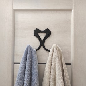 Double towel hook Horses , forged towel hook, bathroom hook, metal towel hook