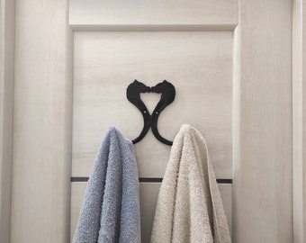 Double towel hook Horses , forged towel hook, bathroom hook, metal towel hook