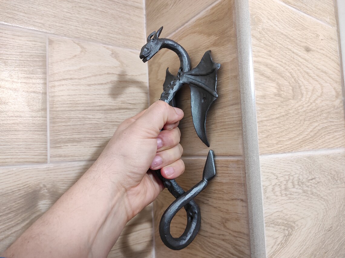 Door Handle Dragon Door Handle Metal Handle Hand Etsy