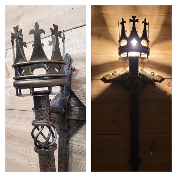 Portavelas De Pared Gótico Herrero Forjado A Mano – Aplique Rústico De Hierro Para Decoración Vintage