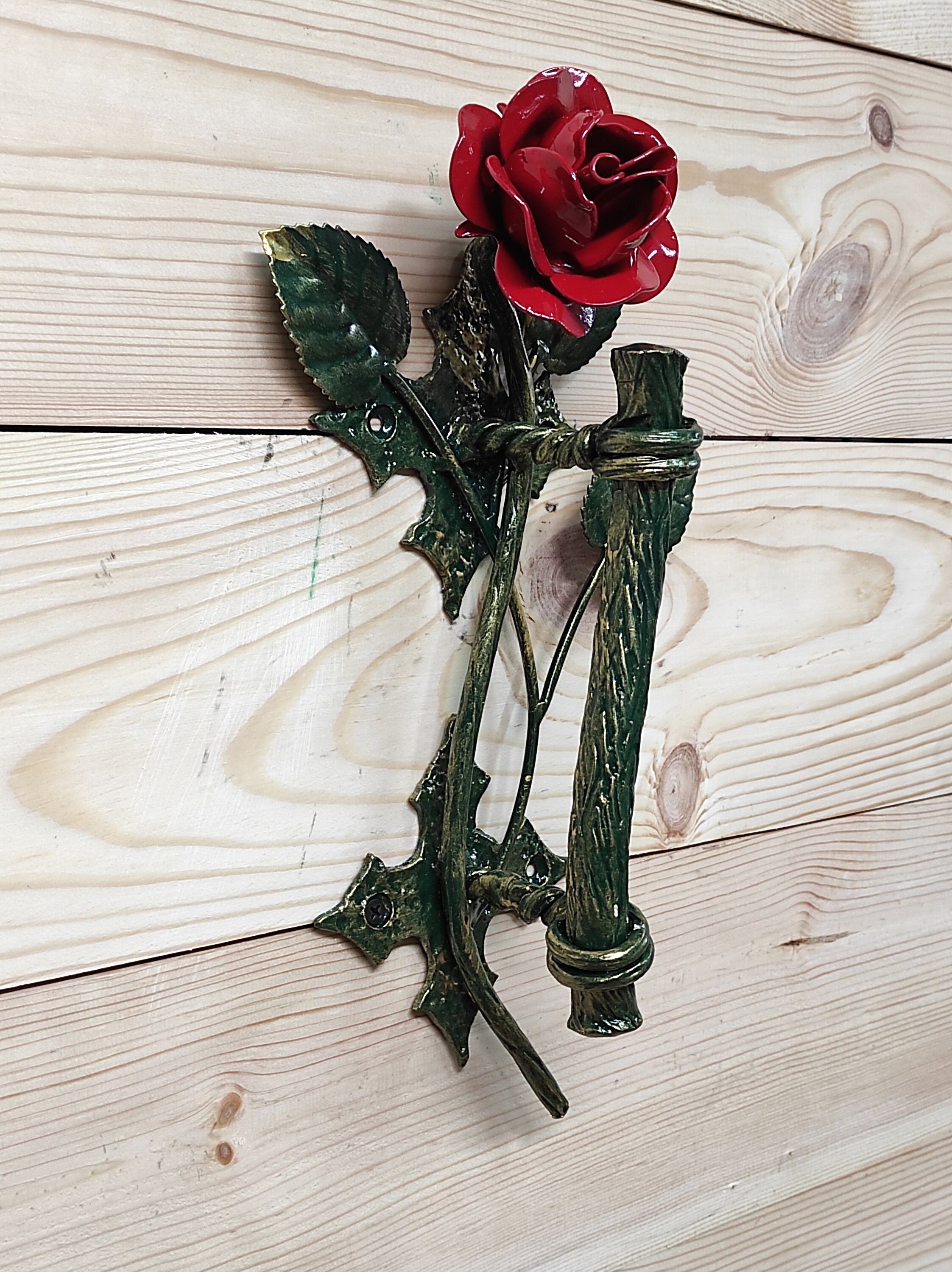 Hand Forged Rose Door Handle: Metal Flower Handle - Etsy