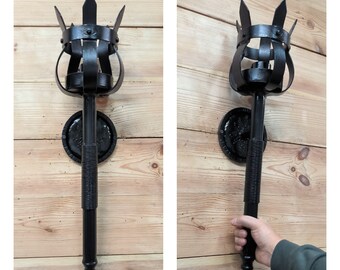 Hand Forged Black Metal Wall Sconce Lamp