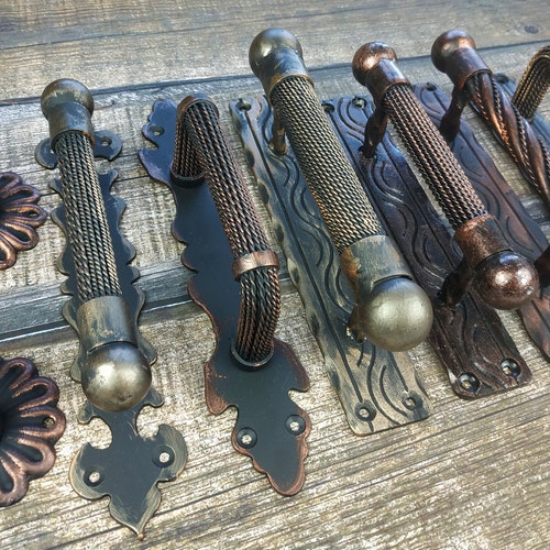 Iron Door Handles Wrought Iron Handle Hand Etsy
