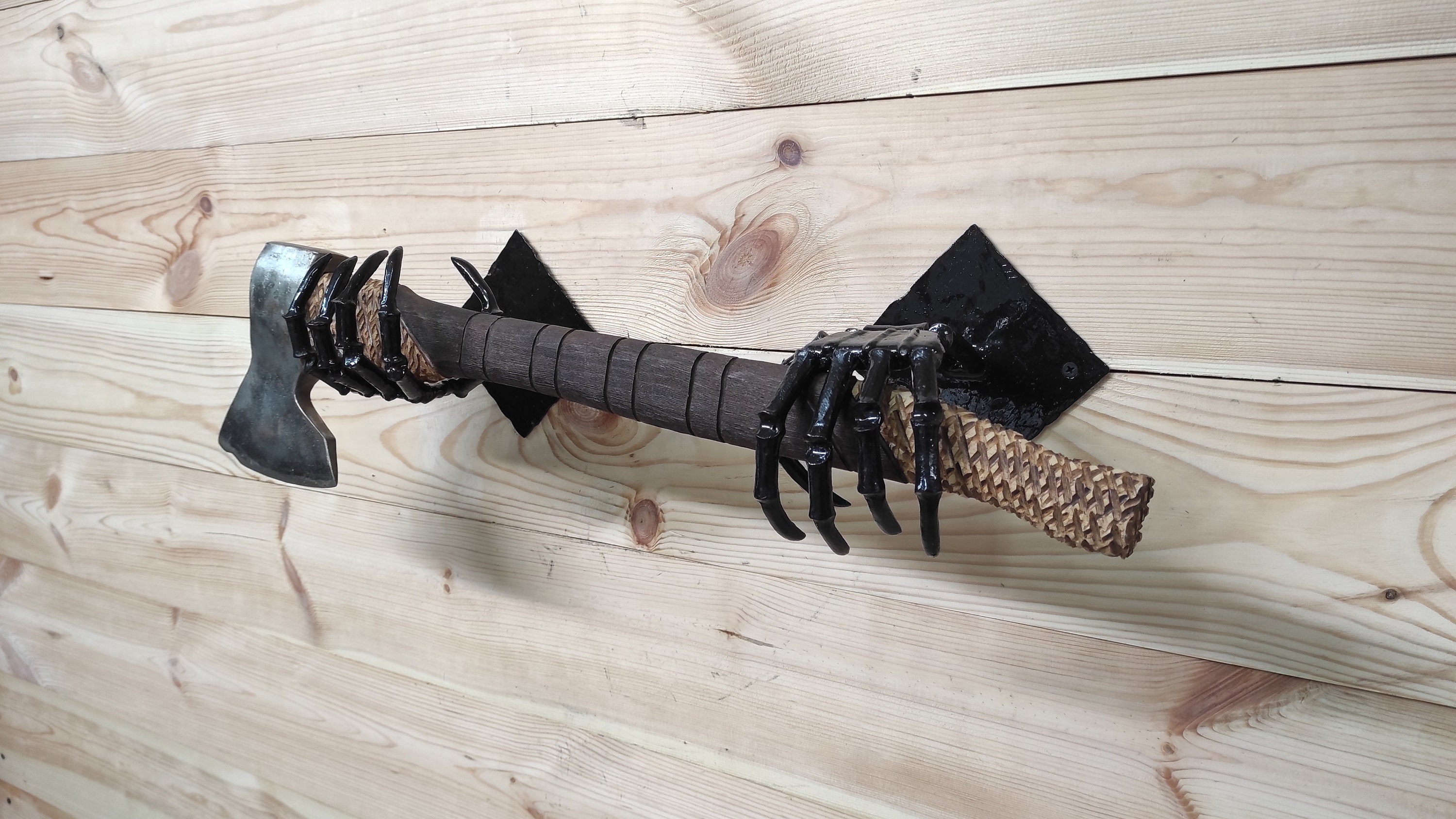Skeleton Hands Axe Wall Mount: Handmade Iron Axe Holder - Etsy