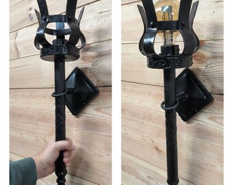 Hand Forged Black Metal Wall Sconce Lamp