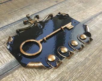 Forged Iron Key Holder: Rustic Wall Key Hooks, Home Decor