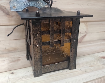 Metal ceiling light, Ceiling lantern, Wrought iron sconces, lantern centerpiece, Hand forged, Hanging lantern