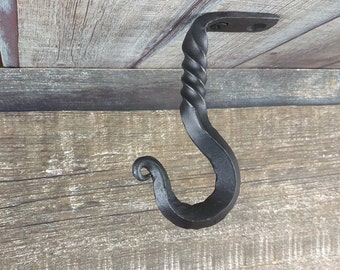 Sliding Cup Hooks Pan Rack Blacksmith made |Black Old Antique Look Forged Iron Kitchen Hooks 100/% handmade Wrought iron