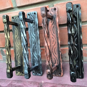 Iron Door Handles. Rustic Pull with Color Options for Gates, Cabinets, Doors