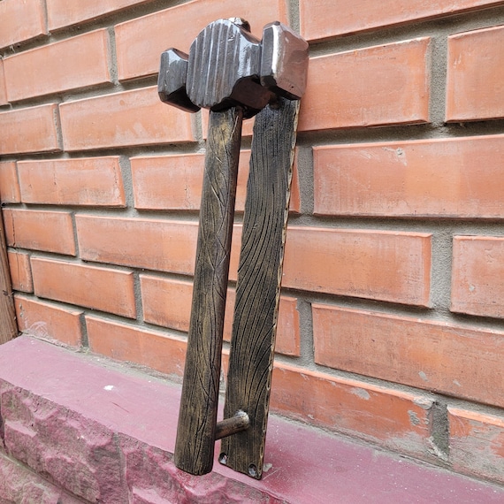 Hand Forged Hammer Door Handle – Wrought Iron Door Pull | Rustic Blacksmith Door Hardware | Unique Metal Door Handle