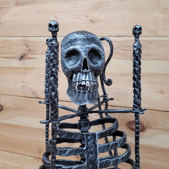 Hand Forged Skull Fireplace Tool Set: Gothic, Halloween, Horror
