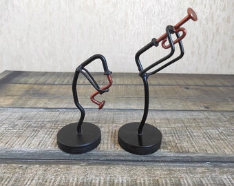 Handmade Wrought Iron Musician Sculpture Set: Saxophone & Trumpet