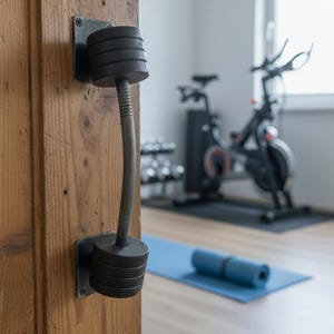 Forged Barbell Door Handle: Gym Decor, Wrought Iron Pull