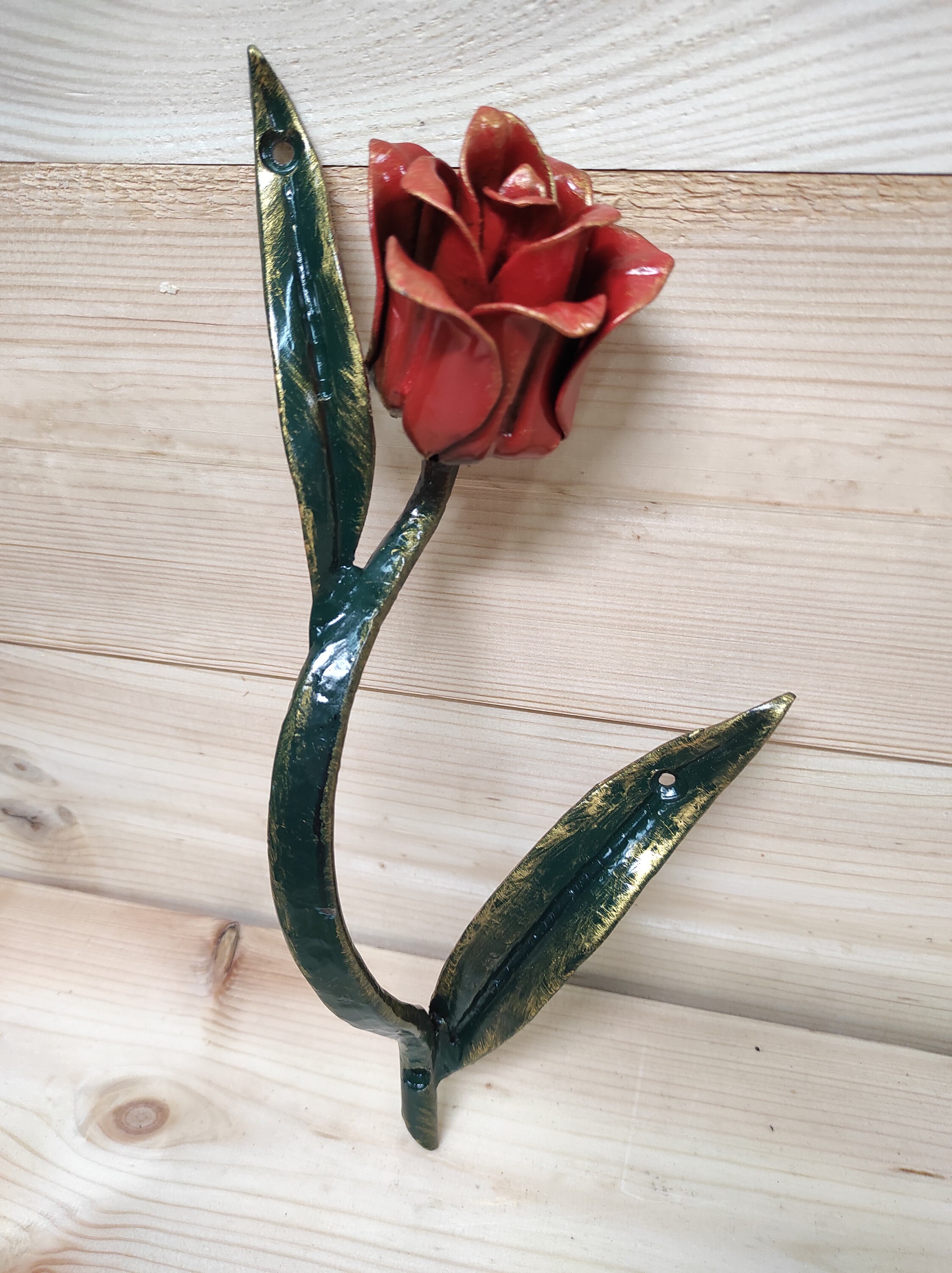 Hand Forged Tulip Door Handle: Metal Flower Handle (11.81