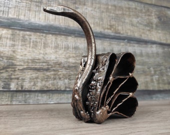 Handmade Forged Iron Swan Sculpture: Metal Animal Figurine