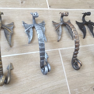 Dragon door handle, door handle, metal dragon pull, hand forged handle, barn door handle, dragon decor, wrought hardware, dragon style