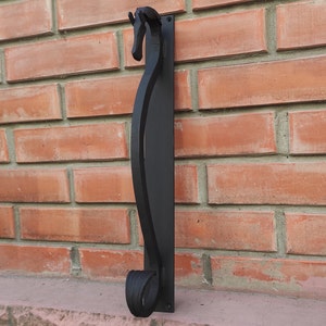 Door handle, horse door handle, metal handle, hand forged handle, barn door handle, door decor, wrought hardware, metal forged handle
